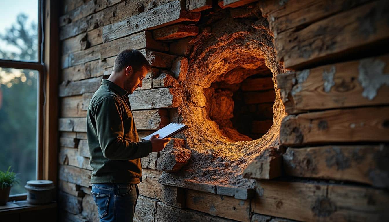 Illustration: Identifier et diagnostiquer une charpente en bois humide avec fissures