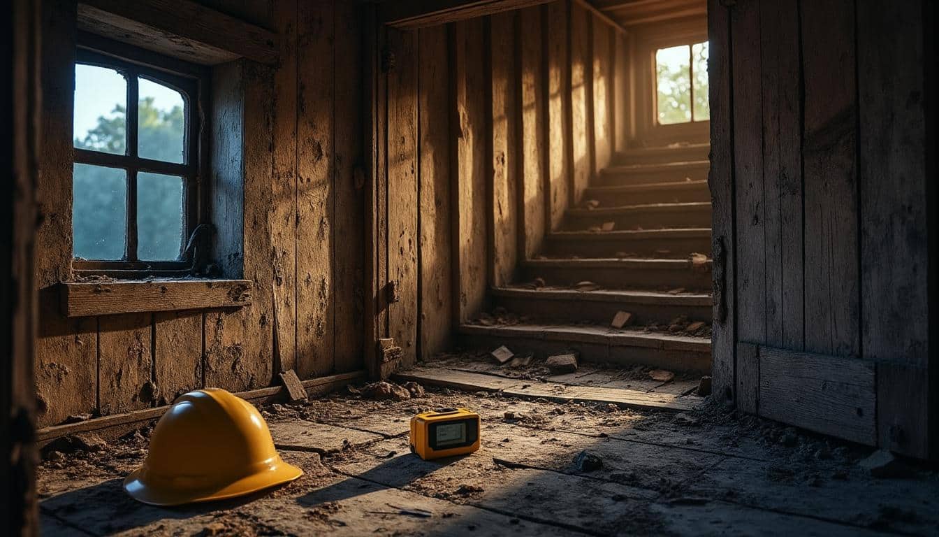 Illustration: Comprendre le phénomène de charpente humide et l’affaissement d’une poutre : causes, risques et définitions