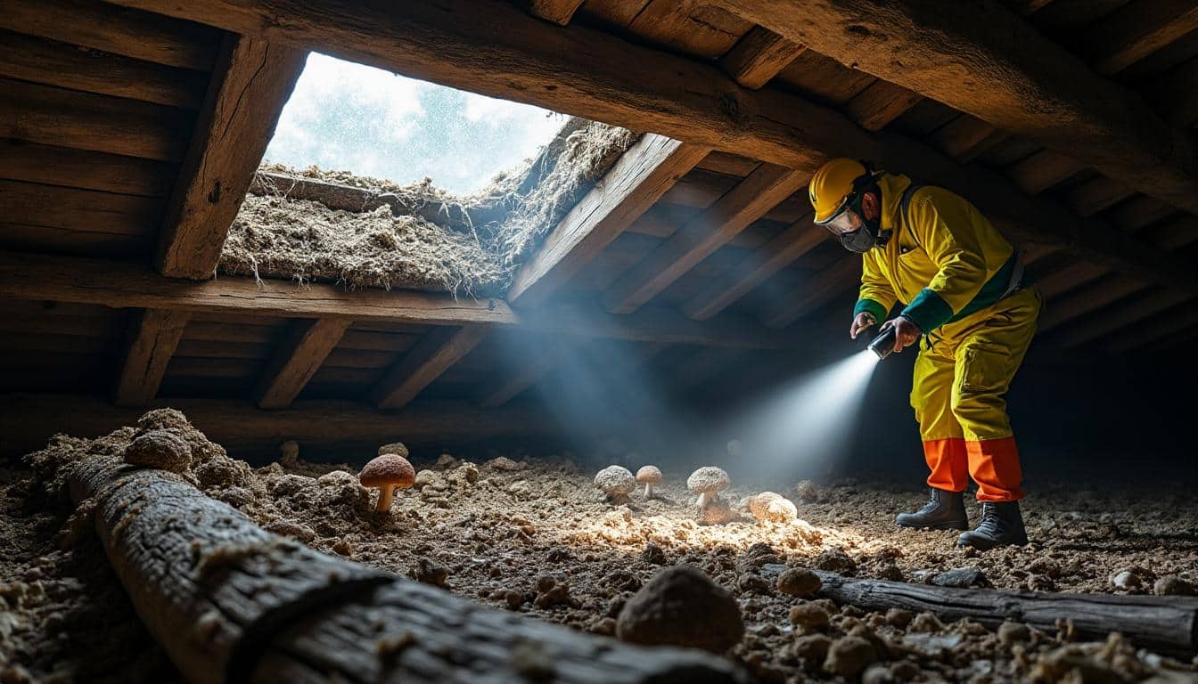 Illustration: Comprendre les risques liés à une charpente humide et à la prévention du champignon mérule