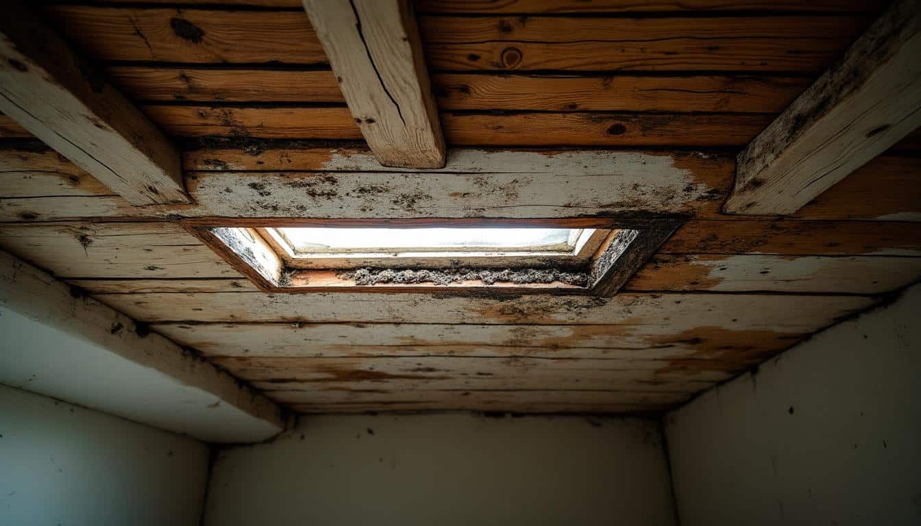 Charpente humide, moisissure et apparition au plafond : causes et solutions