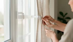 Fixer un rideau sur une fenêtre PVC sans percer